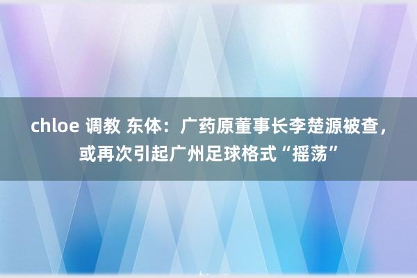 chloe 调教 东体：广药原董事长李楚源被查，或再次引起广州足球格式“摇荡”